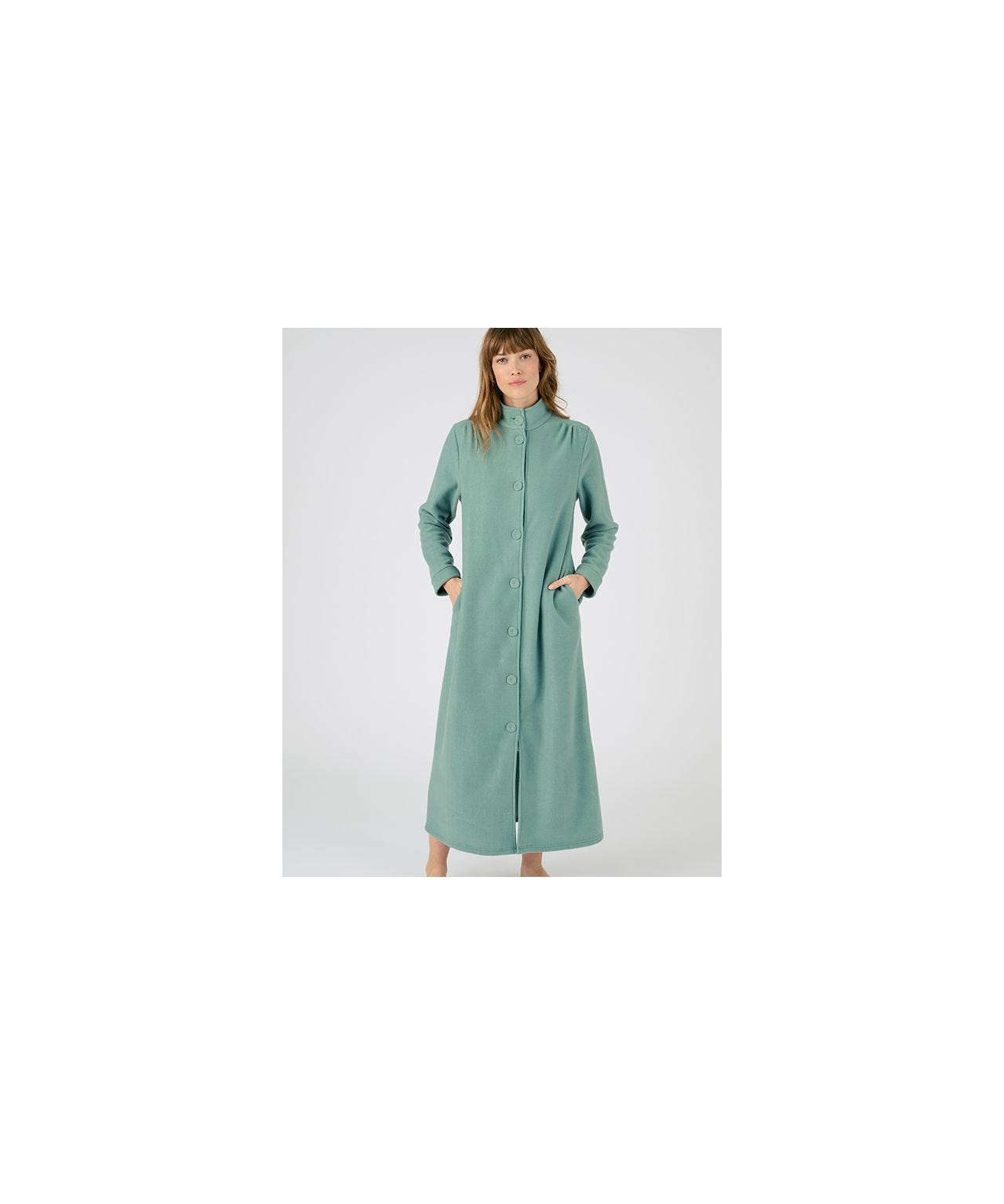 knee length dresses for ladies Richie House Dressing Gown Ladies Zip Up Fleece Collared Robe Lounge C –  Richie House USA main image 1