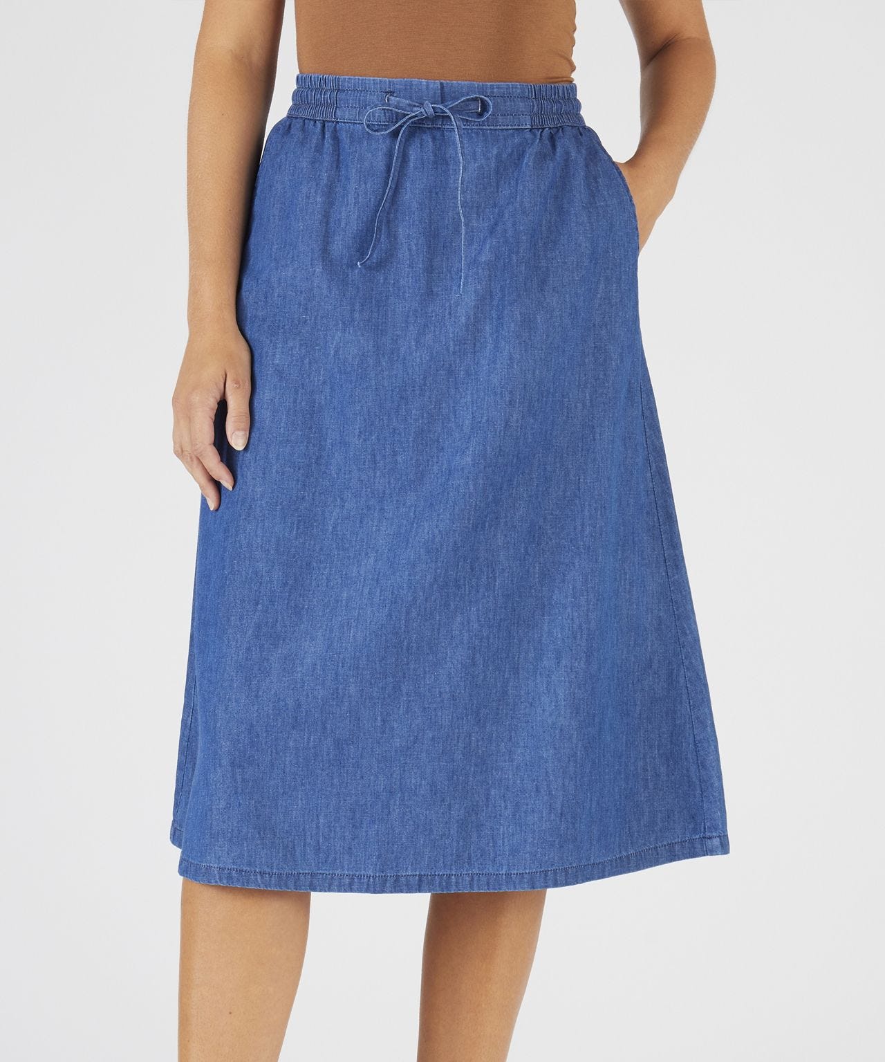Pull-on Chambray Skirt - Skirt - Damart.co.uk