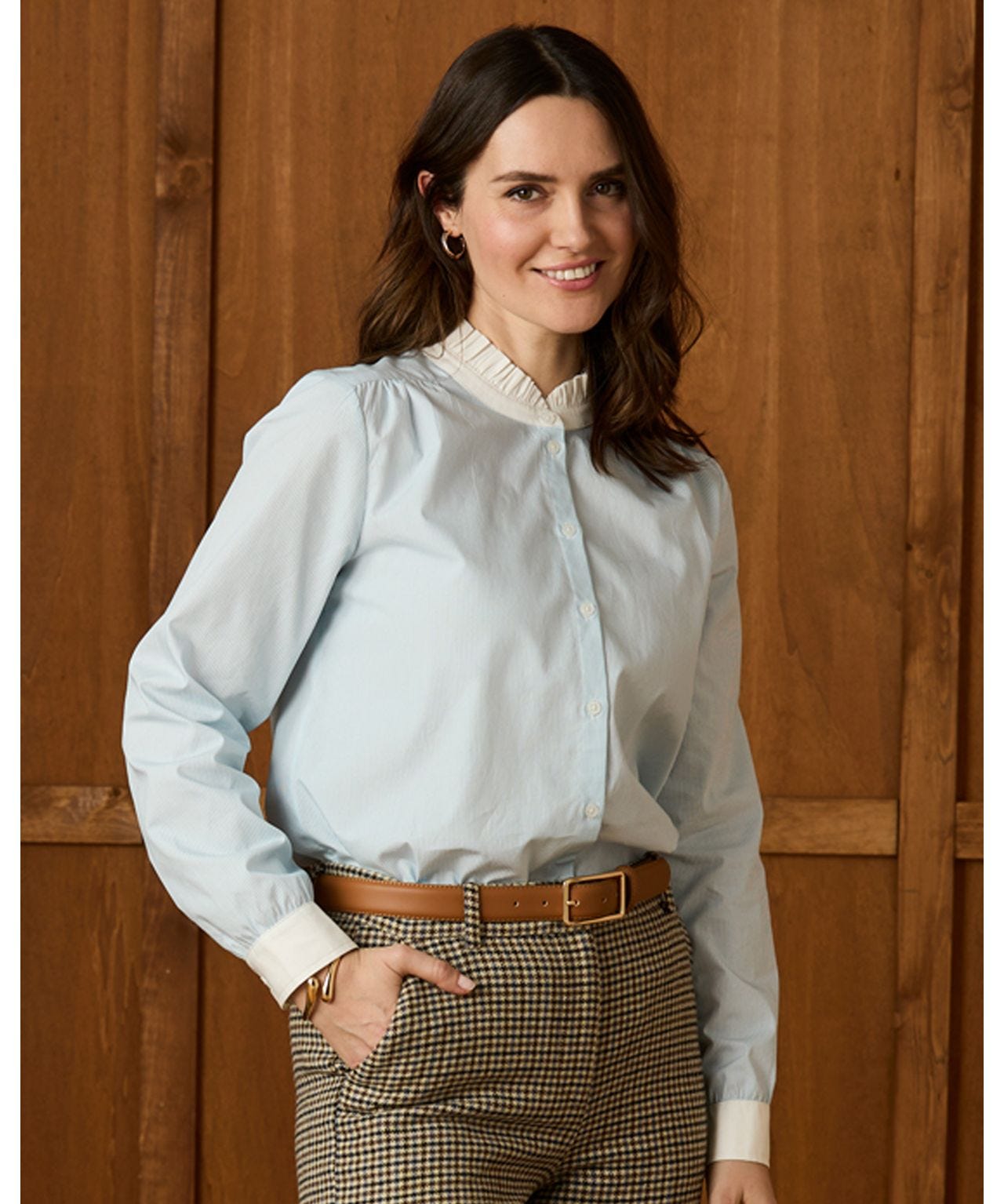 Stripe Frill Neck Shirt
