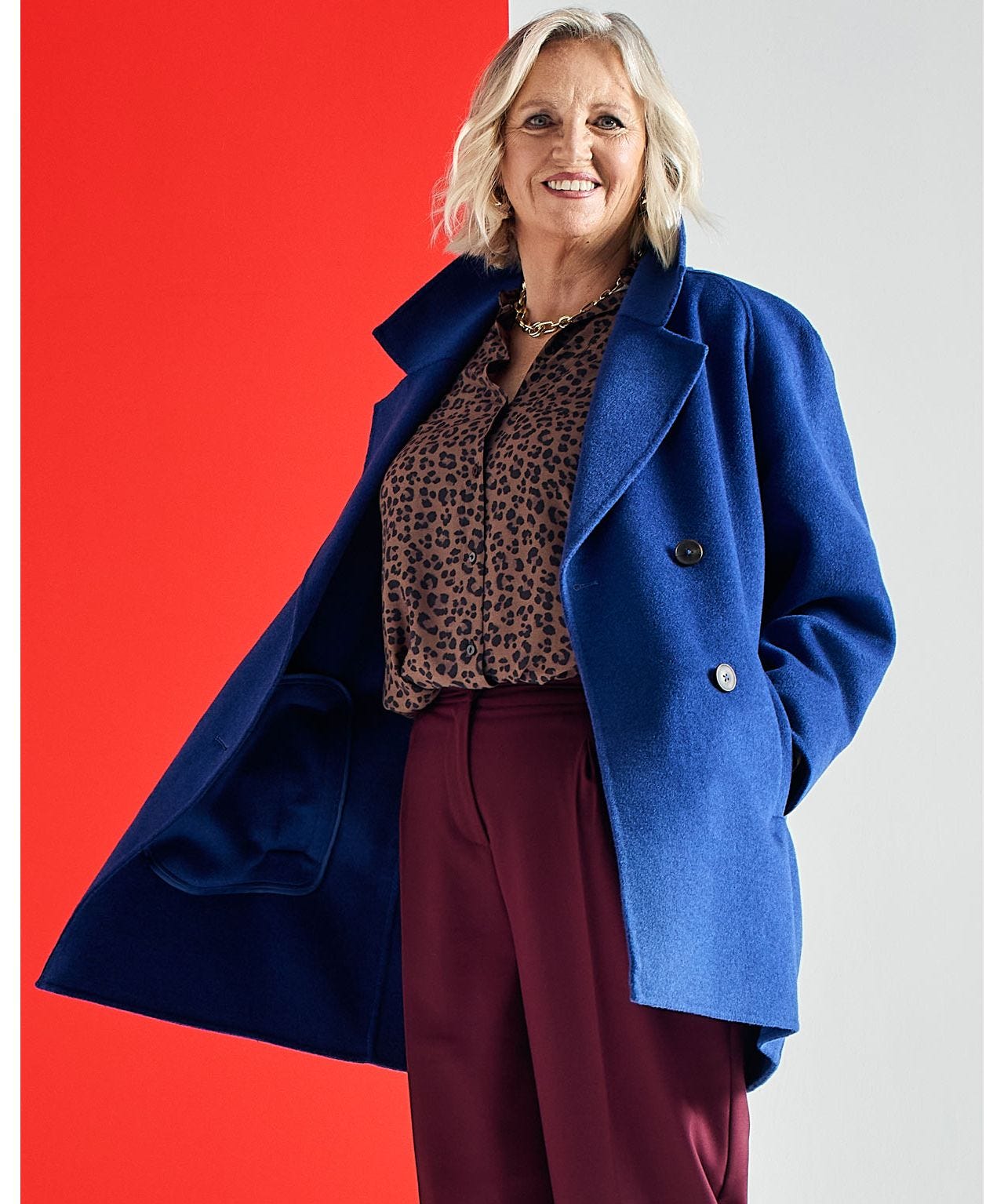 Double Breasted Wool Blend Coat