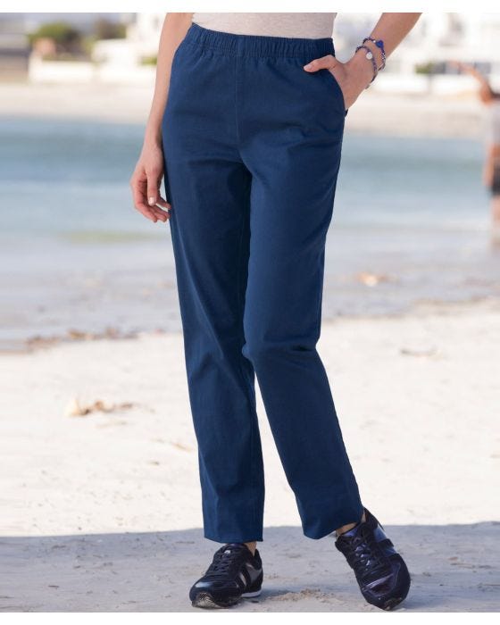 Pull on cotton trousers ladies online