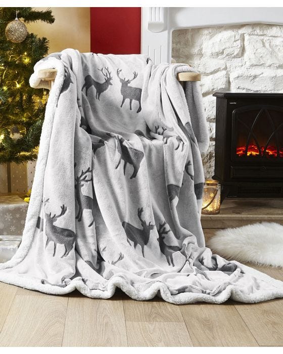 Stag Sherpa Throw Damart
