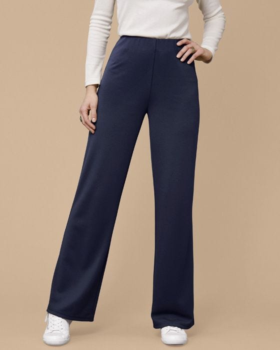 Ponte Wide-leg Trousers - Trousers - Damart.co.uk