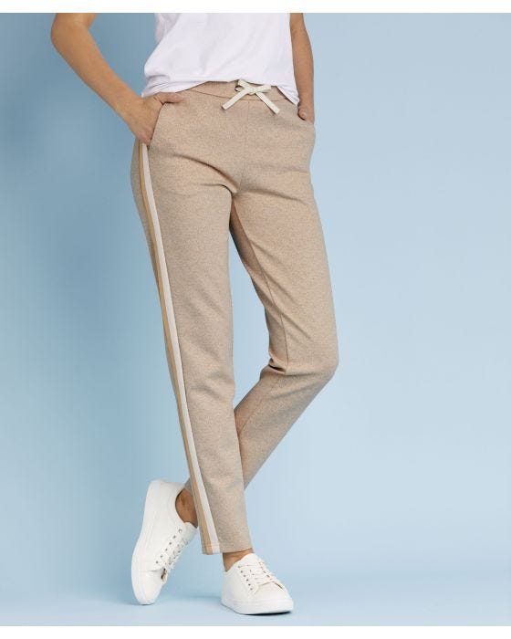 Sporty trousers with side stripe on sale