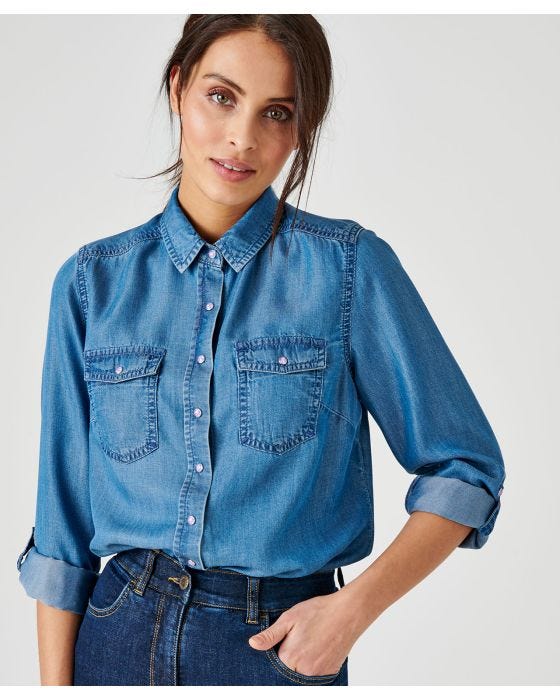Ladies tencel denim shirt cheap