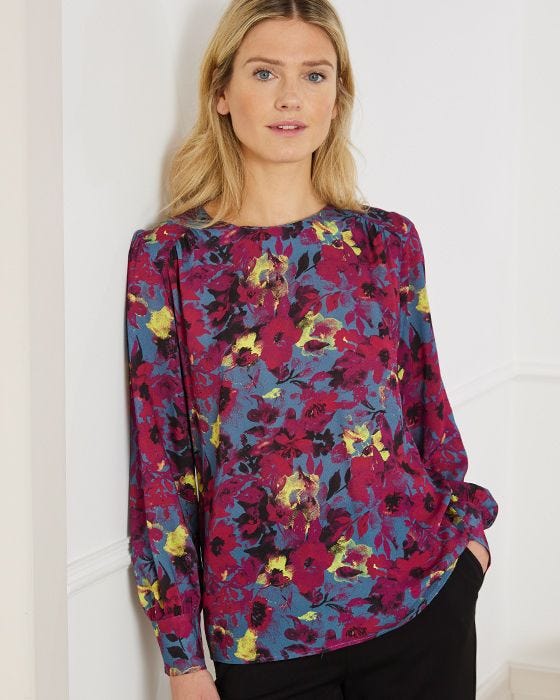 Printed Ecovero Blouse - Top - Damart.co.uk