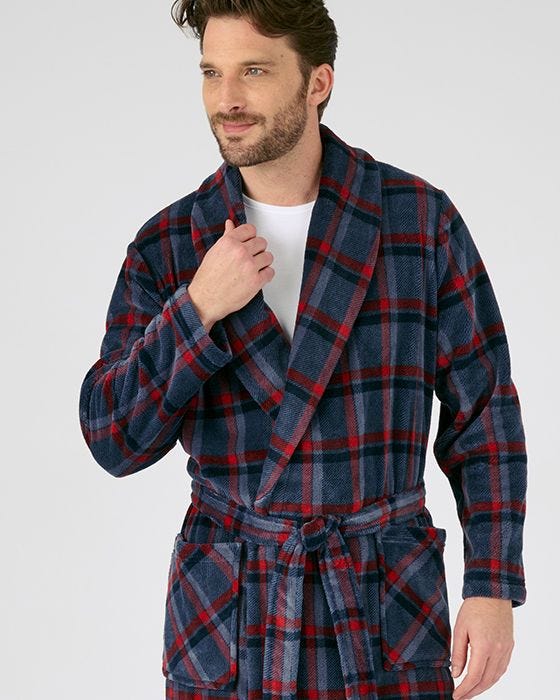 Mens red 2024 tartan dressing gown
