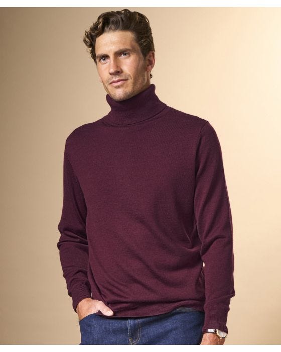 Mens burgundy deals roll neck jumper