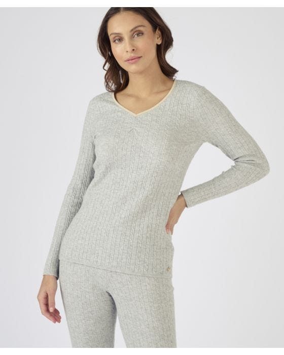 Thermal Cable Knit Sweater Underwear T shirt Damart