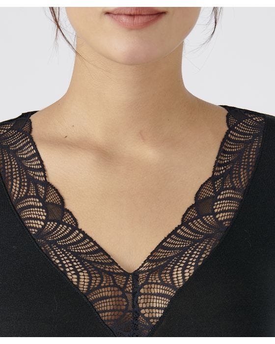 T-shirt Manches Longues Damart Thermolactyl Degré 3 - Taille S - Gris Clai Avec Dentelle - Neuf Avec étiquettes