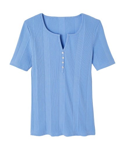 ribbed notch neck t-shirt