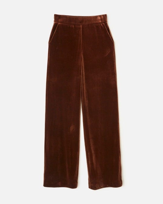 velvet wide leg trousers