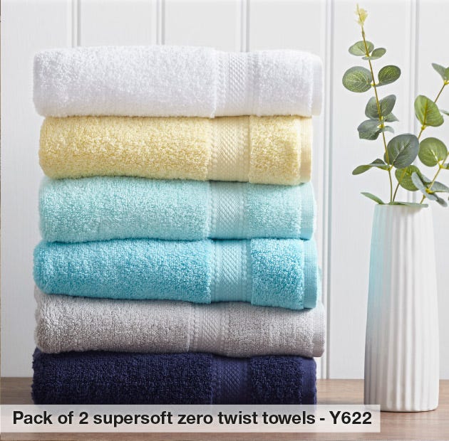 Pack of 2 supersoft zero twist towels